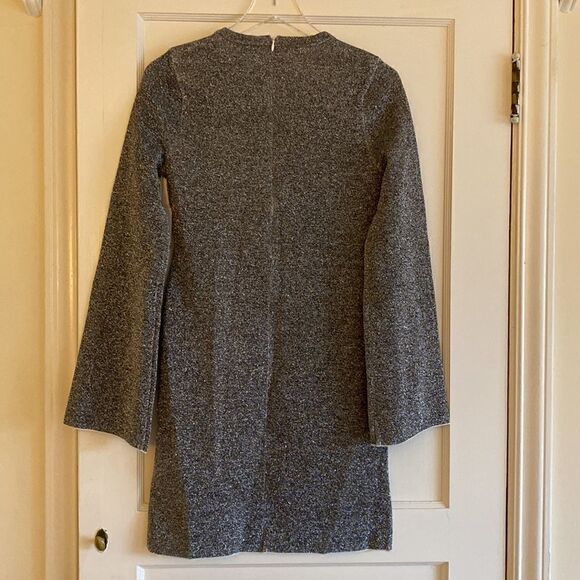 NWT Great American Bell Sleeve Silver Metallic Mini Dress Size 2 Medium - Picture 12 of 16